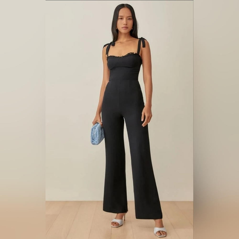 Reformation Black Alfred Jumpsuit
